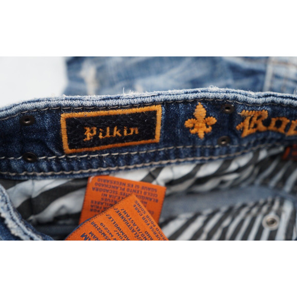 Womens Rock Revival Pilkin Skinny Jeans Size 29 Mid Rise Embellished 29x30 Y2K - Picture 4 of 8